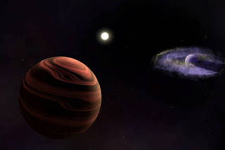 An artist's rendition of the sun-like star YSES-1 in the center, in this handout image obtained by Reuters