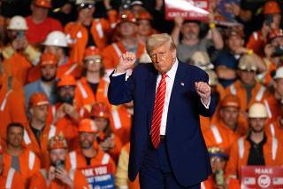 President Trump Holds Rally At US Steel Near Pittsburgh