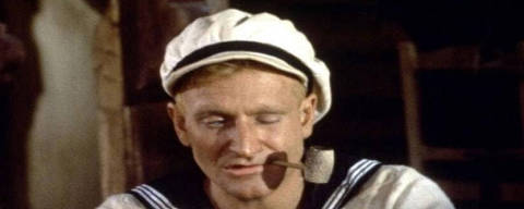 Cena do filme Popeye (1980) com Robin Williams