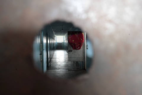 Corredor da Penitenciária Agrícola de Monte Cristo, na área rural de Boa Vista (RR), onde dois homens acusados de pertencer à cúpula do Tren de Aragua estão presos