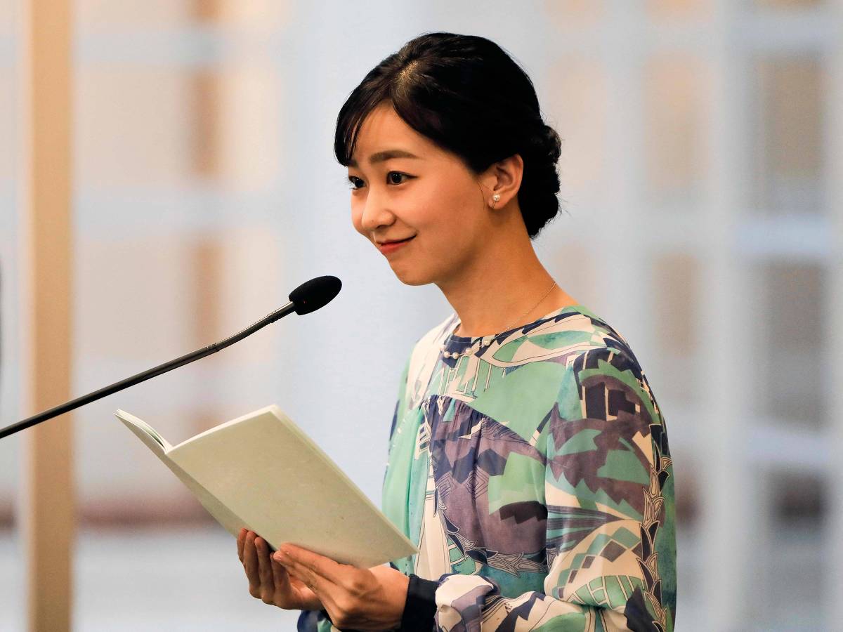 Japan's Princess Kako of Akishino speaks during a meeting with members of the Japanese community at the Japanese embassy in Brasilia on June 11, 2025, as part of the 130th anniversary of diplomatic relations between Brazil and Japan. (Photo by Sergio Lima / AFP) ORG XMIT: SLI
