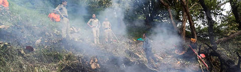 (250615) -- UTTARAKHAND, June 15, 2025 (Xinhua) -- Police and rescuers work at the site of a private chopper crash in India's northern hilly state of Uttarakhand on June 15, 2025.
  Seven people, including two children, the pilot and four male passengers, were dead in the private chopper crash in India's northern hilly state of Uttarakhand early on Sunday, a senior state government official said. (IANS/Handout via Xinhua)