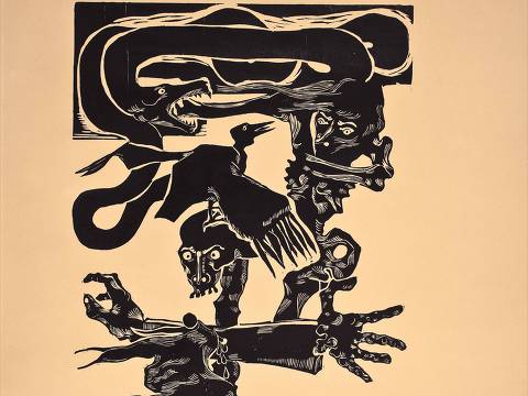 Manuel Messias, Cristo na Terra, 1968, xilogravura sobre papel, 85x42, 'Manuel Messias  Sem Limites'