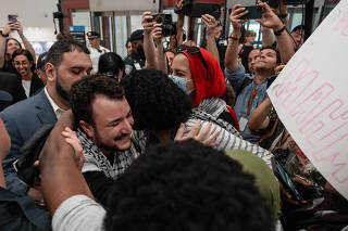 Mahmoud Khalil arrives at Newark Liberty International Airport, in Newark, N.J. on June 21, 2025. (Todd Heisler/The New York Times)