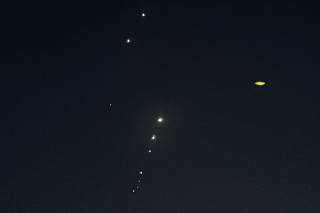 Traces are seen in the sky after Iran's armed forces say they targeted The Al-Udeid base in a missile attack