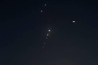 Interceptor missiles are fired, after Iran's armed forces say they targeted the Al-Udeid base in a missile attack, as seen from Doha