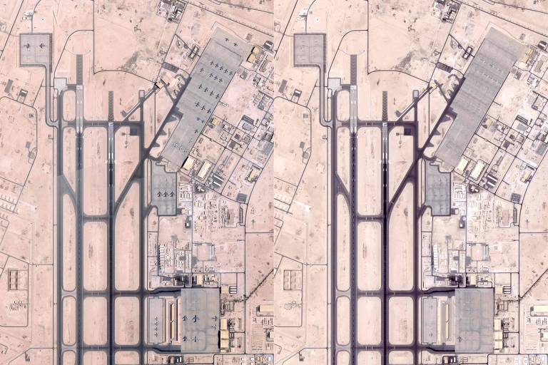 À espera de ataque, EUA retiraram aviões de base militar no Qatar; veja antes e depois