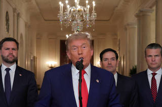 FILE PHOTO: U.S. President Donald Trump delivers an address to the nation at the White House in Washington, following U.S. strikes on Iran's nuclear facilities
