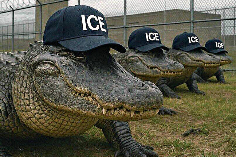 Governo Trump faz piada com imigrantes ao publicar imagem de 'jacarés do ICE'