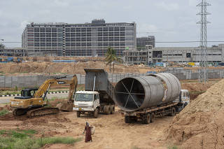 A construction site for Foxconn, the longtime Taiwanese manufacturer for Apple, in Bengaluru, India on June 12, 2025. (Saumya Khandelwal/The New York Times)
