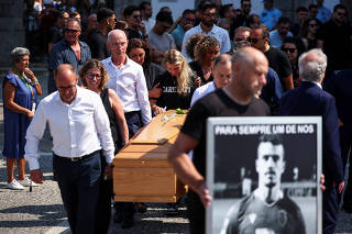 Funeral of Liverpool's Portuguese soccer player Diogo Jota and his brother Andre Silva, who died in a car crash near Zamora, Spain