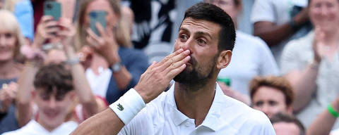 Tennis - Wimbledon - All England Lawn Tennis and Croquet Club, London, Britain - July 5, 2025 Serbia's Novak Djokovic celebrates after winning during his third round match against Serbia's Miomir Kecmanovic REUTERS/Toby Melville