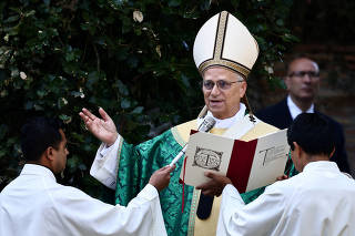 Pope Leo XIV leads the Mass for the Care of Creation, in Castel Gandolfo