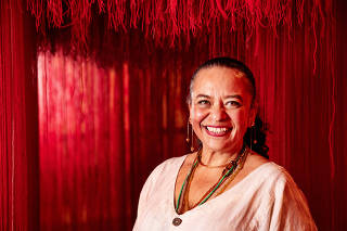 Retrato da escritora Ana Maria Goncalves no espaco da exposicao Um Defeito de Cor (baseado em livro de sua autoria) no Sesc Pinheiros em SP