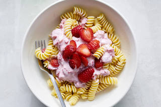 Makaron z truskawkami (Polish strawberry pasta). Food Stylist: Simon Andrews. (David Malosh/The New York Times)