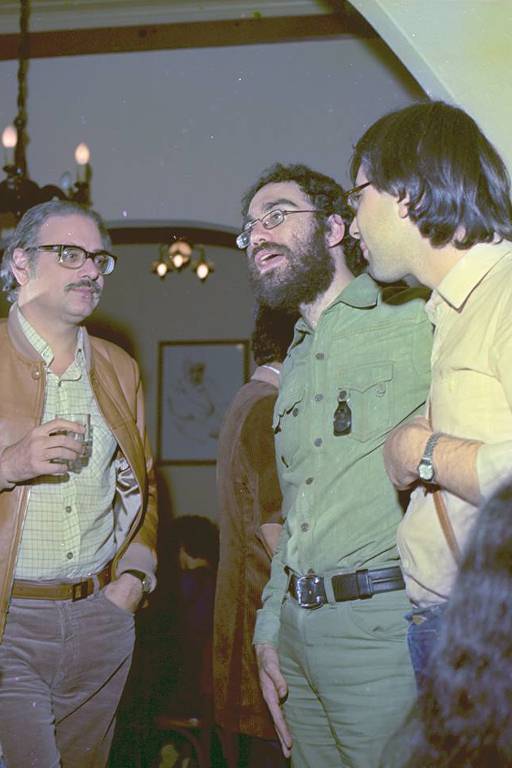 A partir da esq.: Augusto de Campos, Glauco Mattoso e Régis Bonvicino nos anos 1980