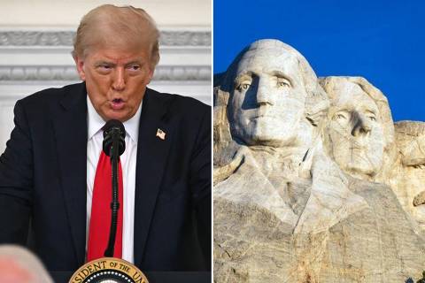 Donald Trump, presidente dos Estados Unidos, e o Monte Rushmore, localizado em Dakota do Sul, nos EUA