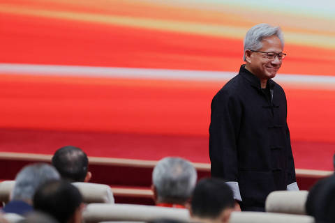 Nvidia CEO Jensen Huang looks on, at the opening ceremony of the third China International Supply Chain Expo (CISCE) in Beijing, China July 16, 2025. REUTERS/Florence Lo ORG XMIT: LIVE