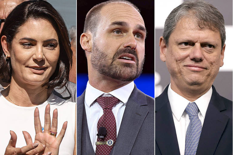 Quaest: rivais no tarifaço, Tarcísio e Eduardo são 2ª opção entre bolsonaristas, atrás de Michelle