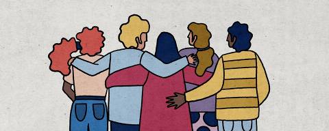 Ilustração de uso geral leitor assine folha jornal mídias sociais galera pessoas amigos leitores