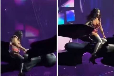 Katy Perry quase cai do equipamento durante show em São Francisco