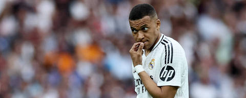 Soccer Football - LaLiga - Real Madrid v Real Sociedad - Santiago Bernabeu, Madrid, Spain - May 24, 2025 Real Madrid's Kylian Mbappe reacts REUTERS/Isabel Infantes