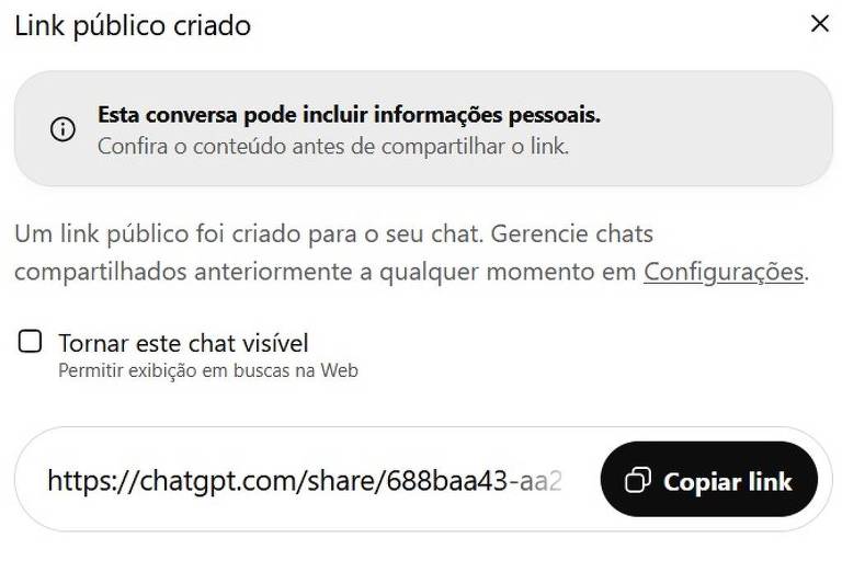 OpenAI tira chats do Google, após pessoas divulgarem links com dados pessoais