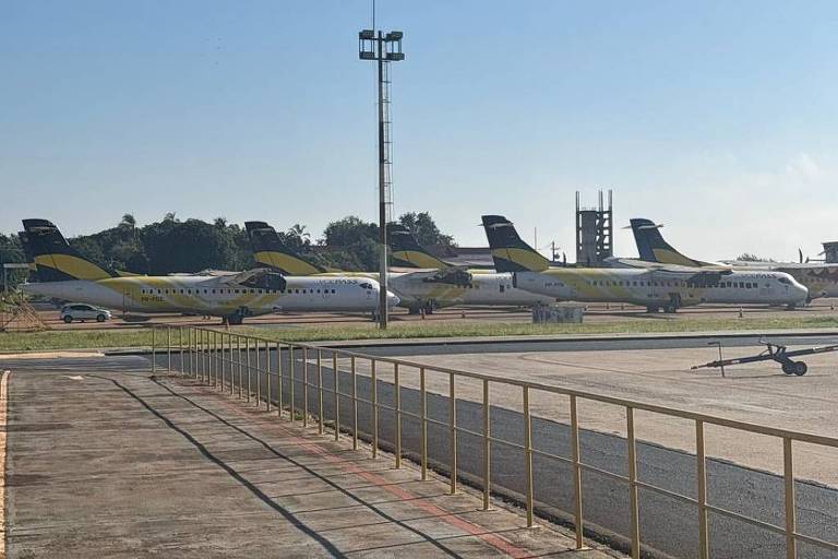Aviões da Voepass estão parados sob vigilância em Ribeirão Preto