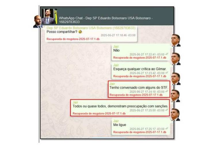 Bolsonaro diz que conversou com ministros do STF e pediu para Eduardo poupar Gilmar