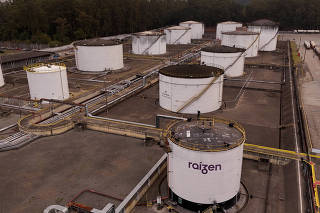 A view of fuels tanks inside a Raizen Distribution Terminal in Sao Paulo