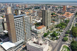 FILE PHOTO: A drone view shows a hotel under construction ahead of the COP30 climate summit in Belem