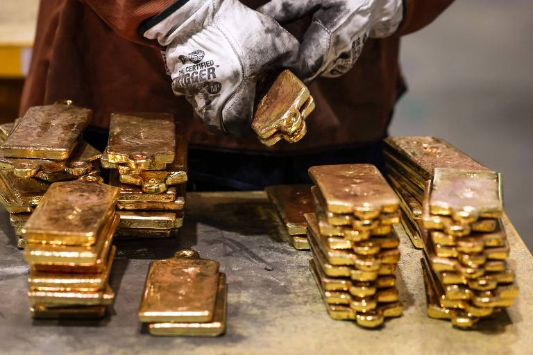 Gráfico mostra alta do preço do ouro atingindo recorde histórico.