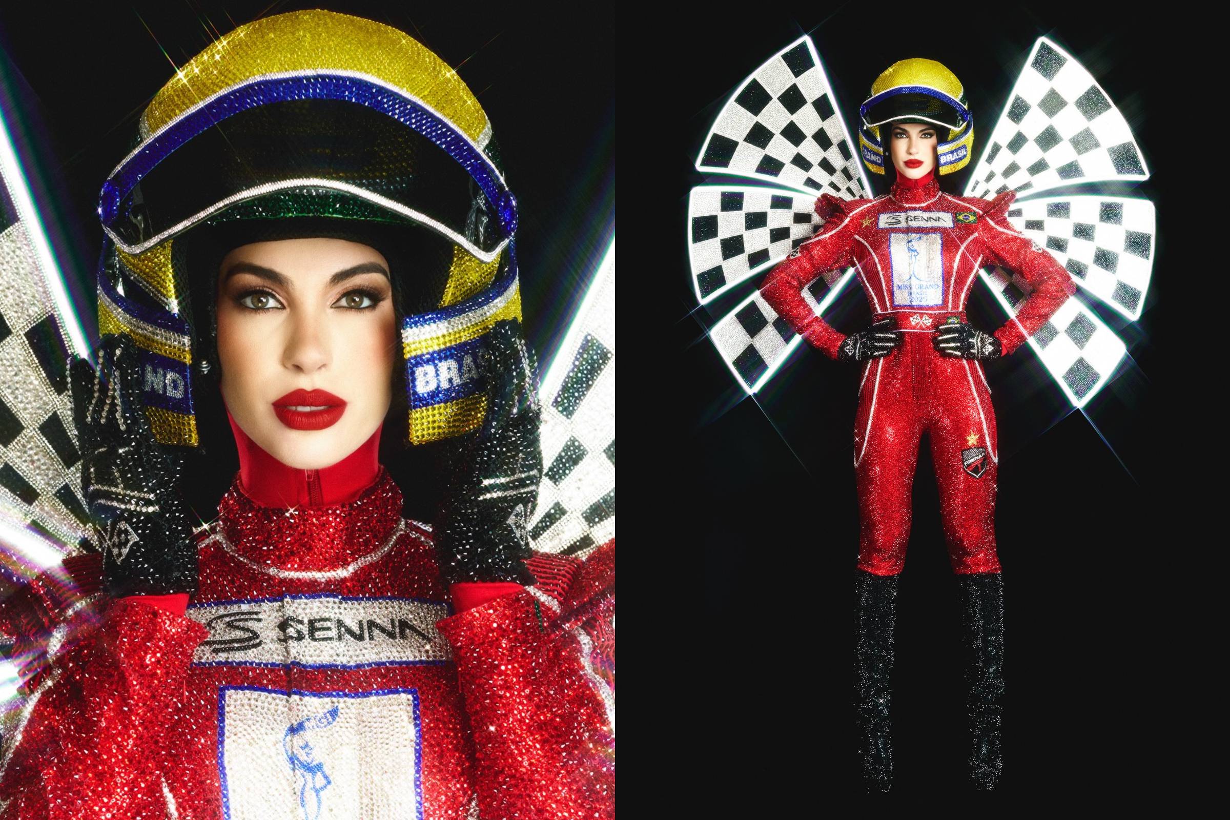 Miss paraibana viraliza após se transformar em Ayrton Senna durante desfile; assista