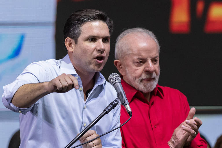Presidente da Câmara, Hugo Motta, discursa em evento com Lula no Rio de Janeiro.