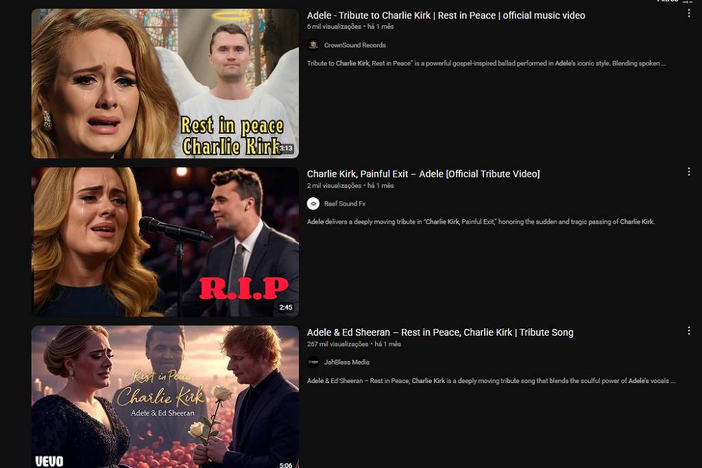 IA usa voz de Adele em músicas falsas para homenagear Charlie Kirk