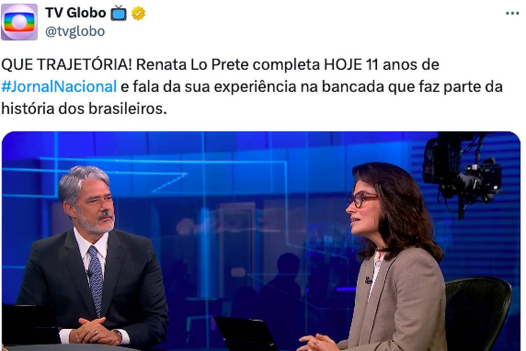 Globo confunde Renata Vasconcellos e Renata Lo Prete no Twitter