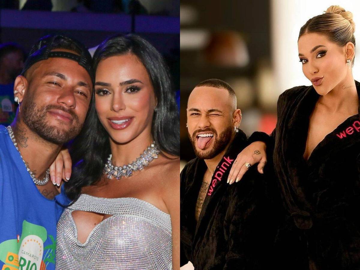 Em 2025, Neymar foi &agrave; Sapuca&iacute; com Bruna Biancardi (&agrave; esquerda) e teve pol&ecirc;mica com Virginia Fonseca