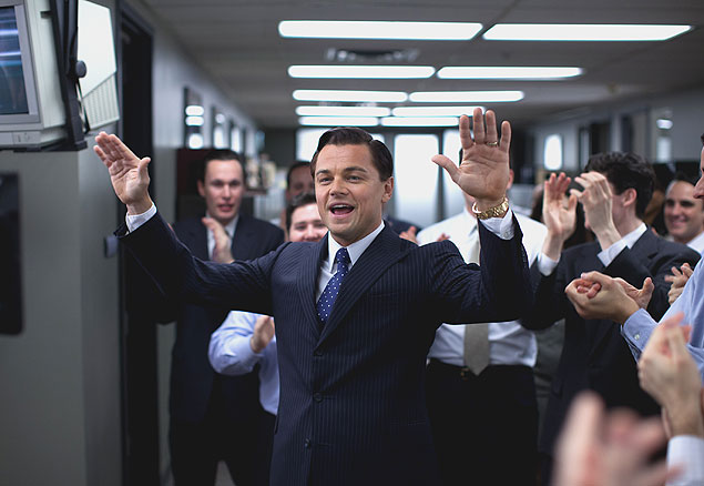 Leonardo DiCaprio como Jordan Belfort em cena de 'O Lobo de Wall Street