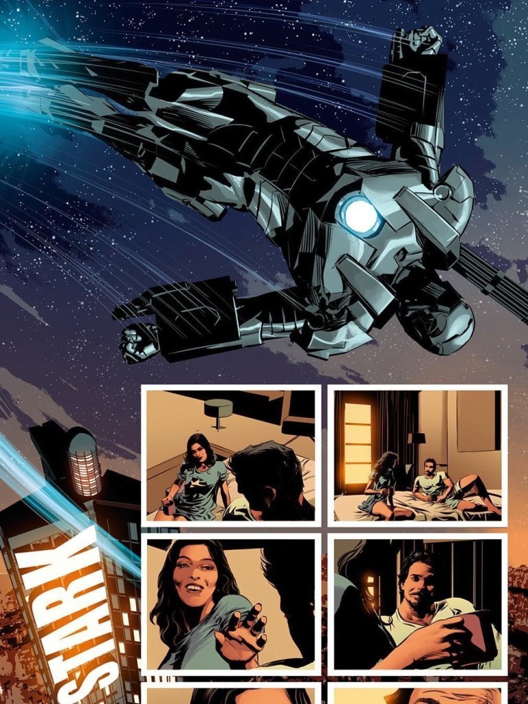 Página de "Invincible Iron Man #6", com participação de Mike Deodato, na qual Juliana Paes serve de inspiração para a personagem que tem um caso com Tony Stark