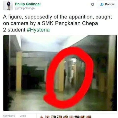 O jornalista malaio Philip Golingai tuitou esta imagem que teria sido feita por um estudante na escola fechada
