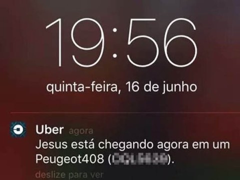 Usuário recebeu uma mensagem divina via o aplicativo do Uber 