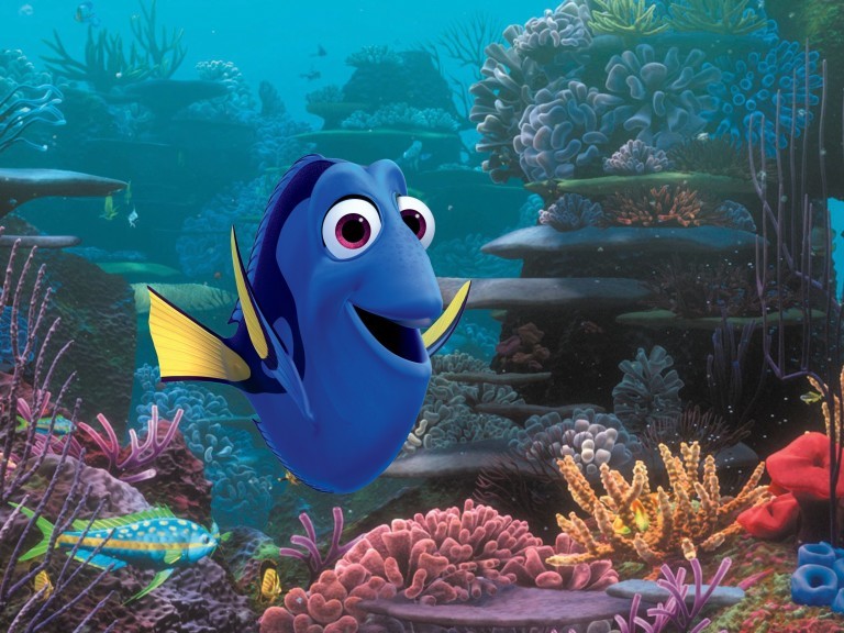 This image released by Disney shows the character Dory, voiced by Ellen DeGeneres, in a scene from "Finding Dory." The Pixar sequel far-surpassed the already Ocean-sized expectations to take in $136.2 million, according to comScore estimates Sunday, June 19, 2016.  (Pixar/Disney via AP) ORG XMIT: NYET888